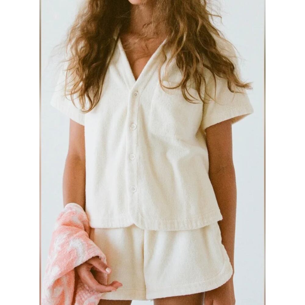 Terry Towelling Cruise Shirt and Shorts Set Giallo Ivory Size S/M